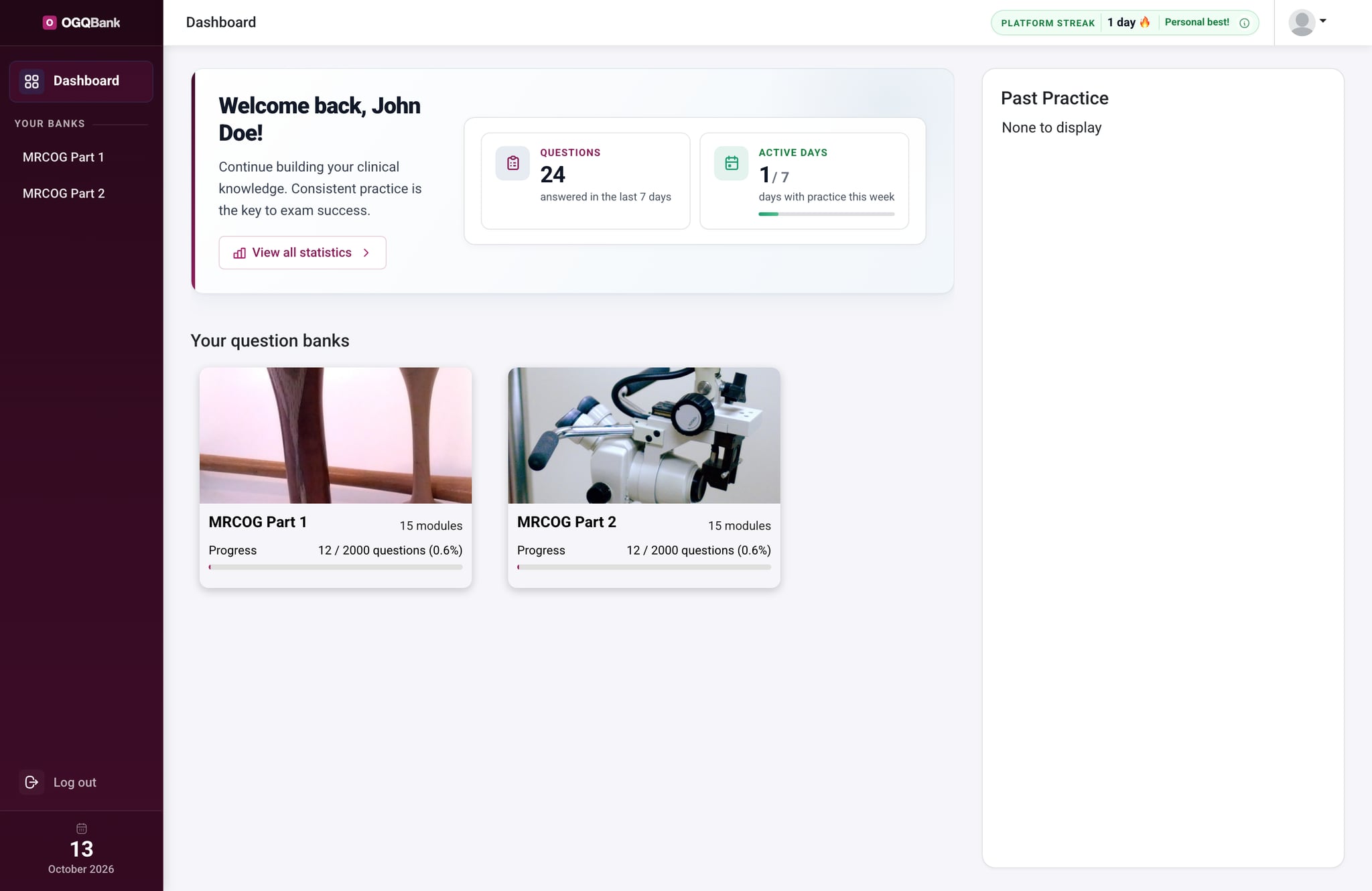 OGQBank dashboard